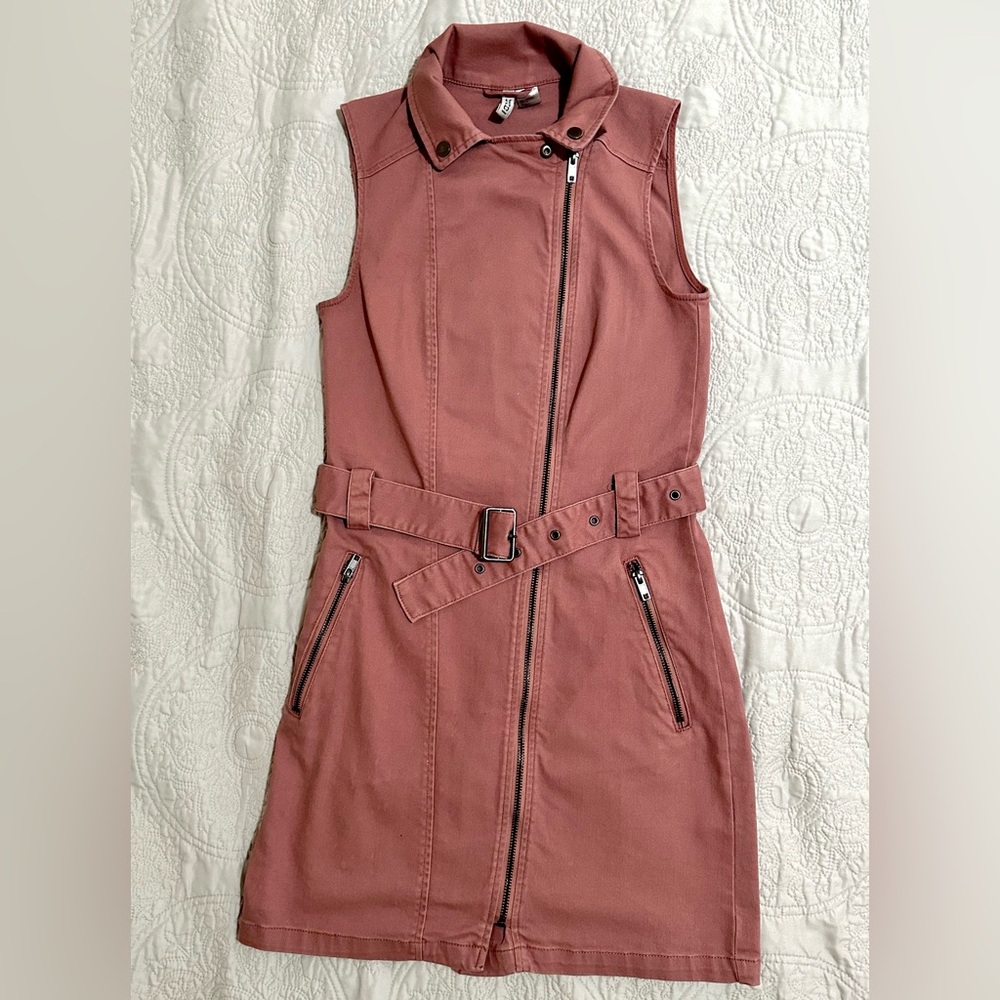 H&M Divided Pink Denim Zip Up Dress